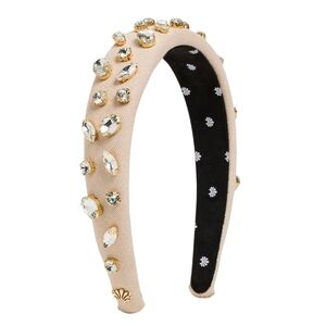 Lele Sadoughi Beige Glittering Crystal Alice Headband